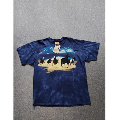 The Mountain Vintage 90s T-Shirt Pferde Blau