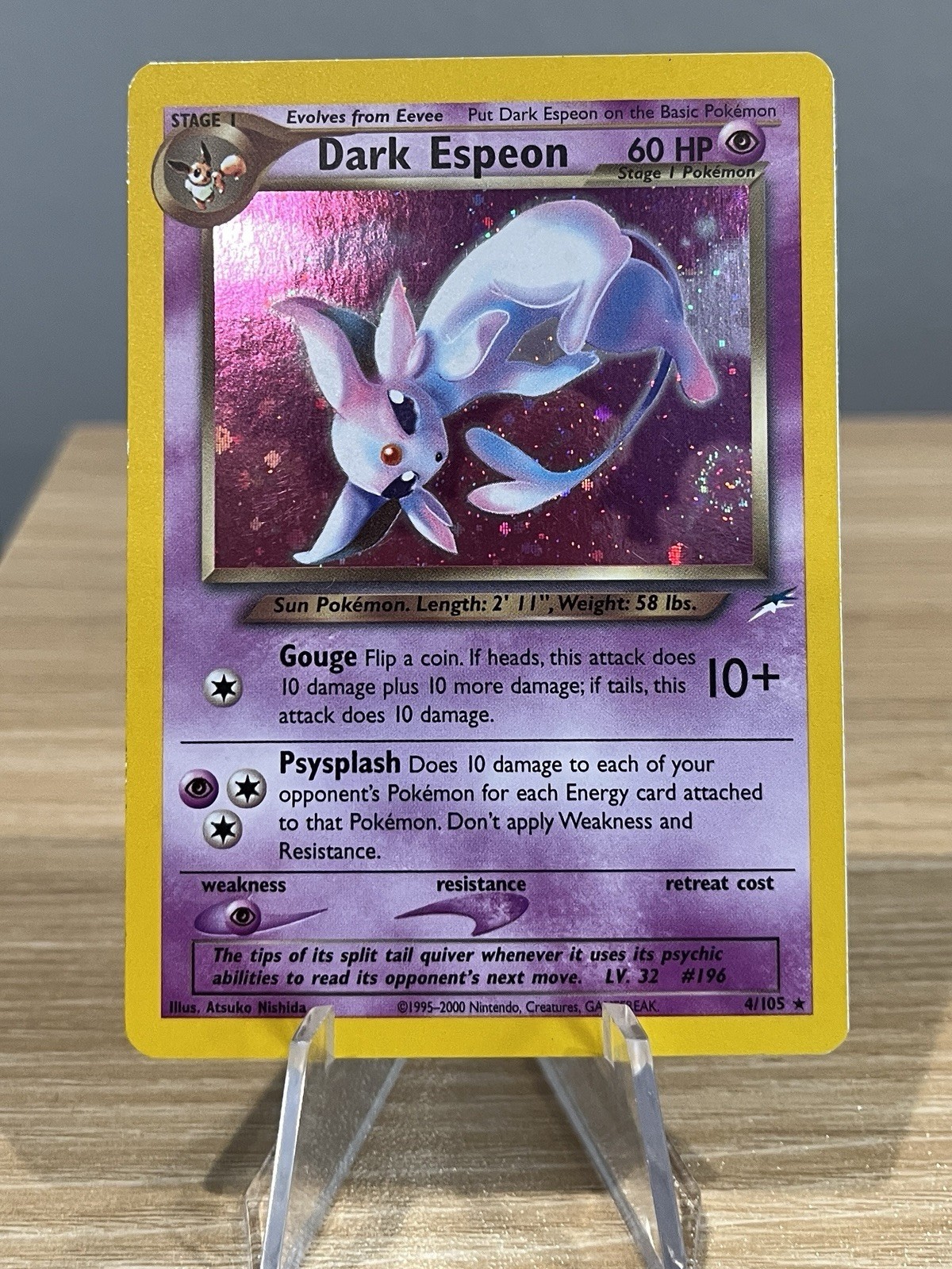 Pokemon Card - Espeon Neo Destiny 4/105 Holo Rare Swirl VLP/NM *SWIRL*