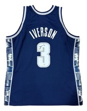 Allen Iverson Signed Georgetown Hoyas 95/96 Navy M&N College Vault Jersey JSA QR