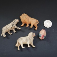 Vintage Plastic Celluloid Wild Animal Lot Miniature Lion Tiger Dog Chicken