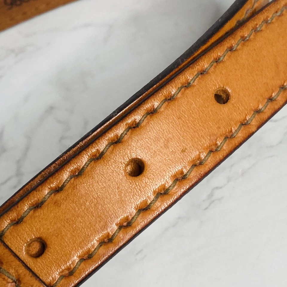 Cinturón De Colección Marrón 1" Fino Cuero Genuino Hebilla Latón Sólido Talla 33 8307-0886 Foto 4 de 4