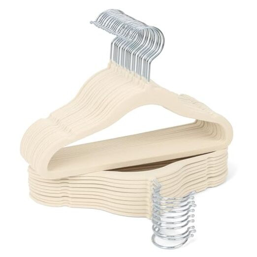 30-Pack Kids Velvet Hangers - 11 Inch Slim Non-Slip Flocked Baby Closet Organizers-image