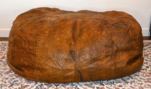 Vintage 1970's Real Authentic Leather Patchwork X-Large Bean Bag Lounger Cover