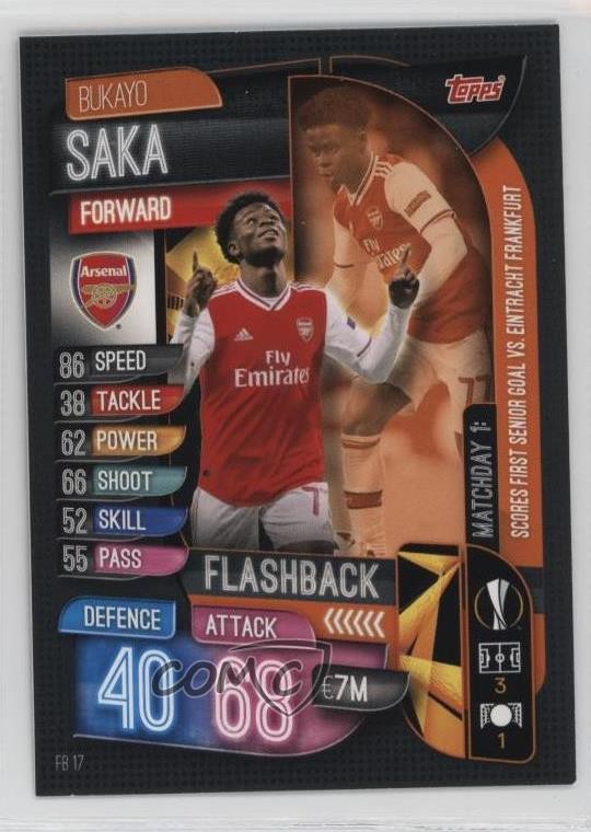 2019-20 Topps Flashback Bukayo Saka #FB17 Rookie RC 7s2