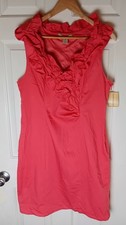 NWT Jonathan Martin Women’s Size 16 Sleeveless Coral Ruffled Neck Sheath Dress