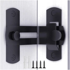 Versatile 90° Barn Door Lock - Black Stainless Steel Privacy Hook for Any Angle