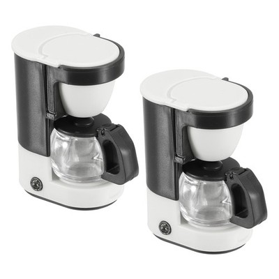2Pcs Miniature Play Kitchen Accessory, Plastic Coffee Maker Cookware, White