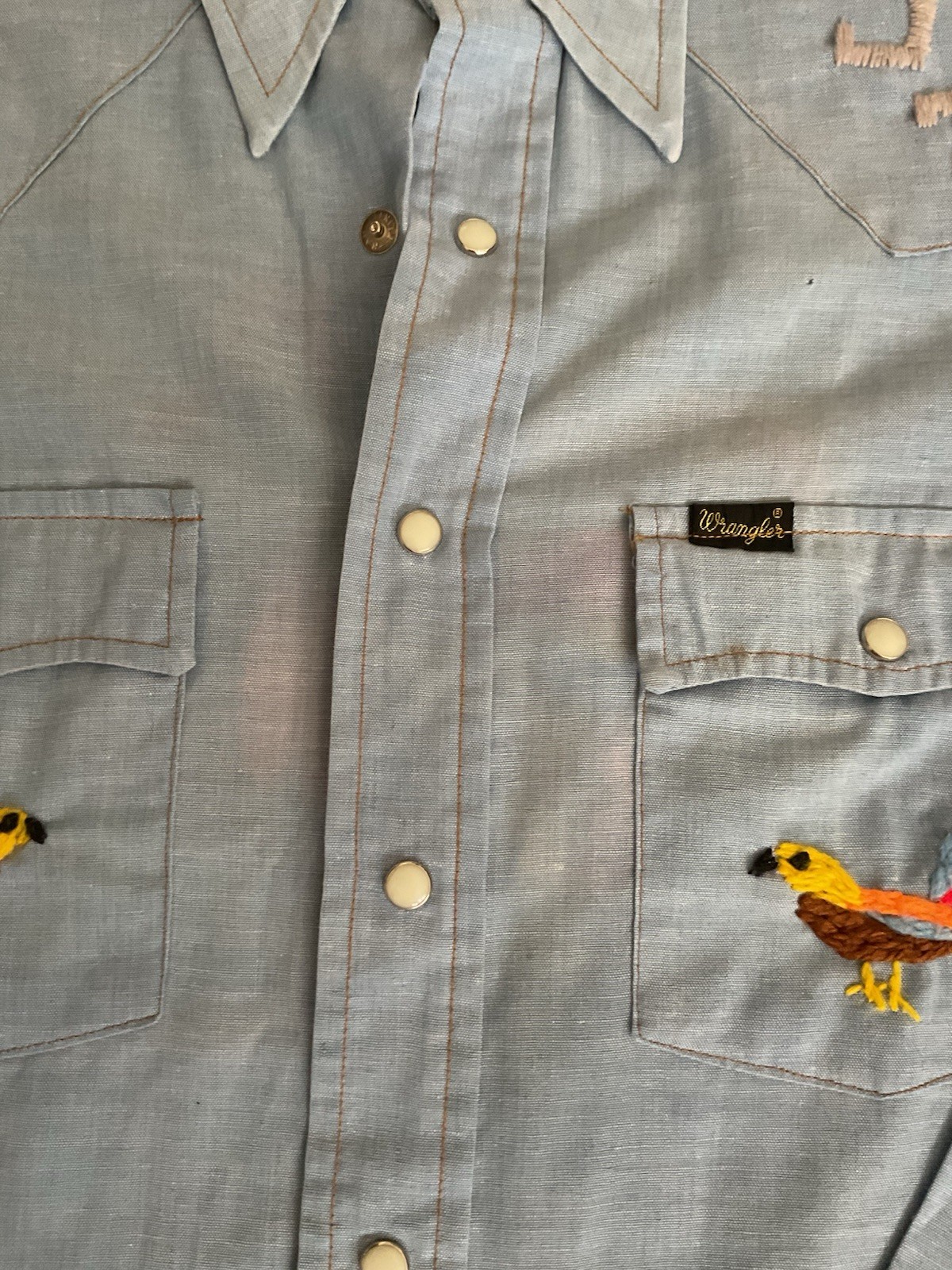 Wrangler Men's Vintage Western Pearl Snap Button-Up With Hand Embroidery Size S thumbnail 5