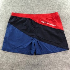 Polo Sport Ralph Lauren Vintage Mens Swim Trunks XL Red Blue Colorblock Mesh