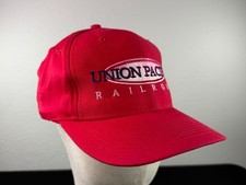 Vintage Union Pacific Railroad Red Snapback Hat Cap Train Railway UP Logo