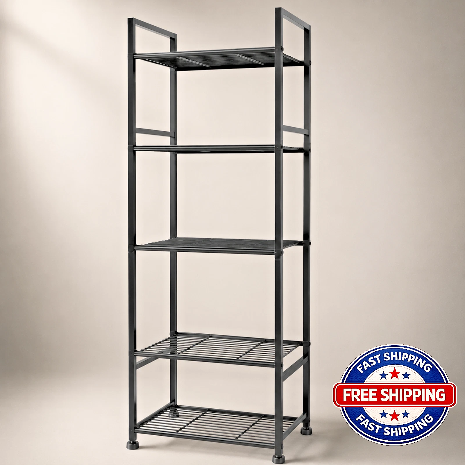 5 Tier Metal Storage Shelf Rack Narrow Shelving Unit Pantry Kitchen Organizer