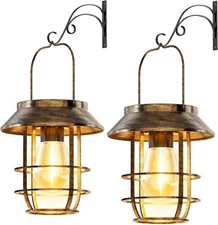 2-Solar Lanterns Outdoor Waterproof, High Brightness Hanging Lights Auto On/Off