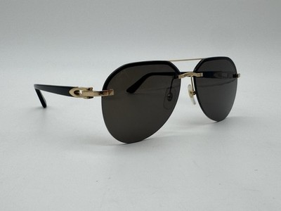 CARTIER C DECOR SEMI-RIMLESS PILOT SHAPE SUNGLASSES MINT 100% GENUINE ~$1380