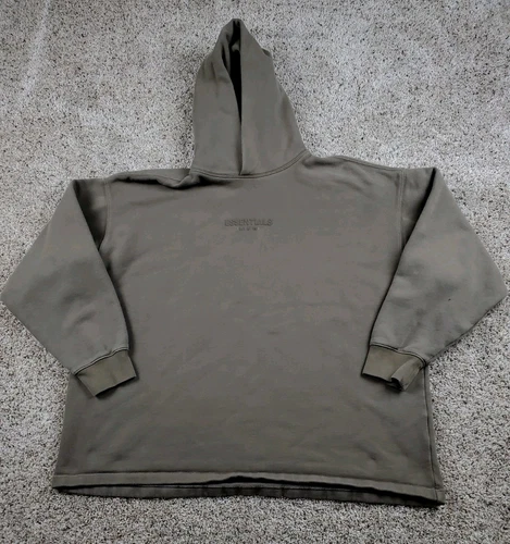 Felpa con cappuccio Fear Of God Essentials grande uomo marrone manica lunga pullover