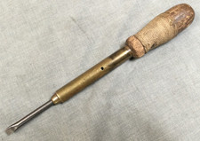 Vintage Decatur Coffin Co Spiral Screwdriver - Brass & Wood