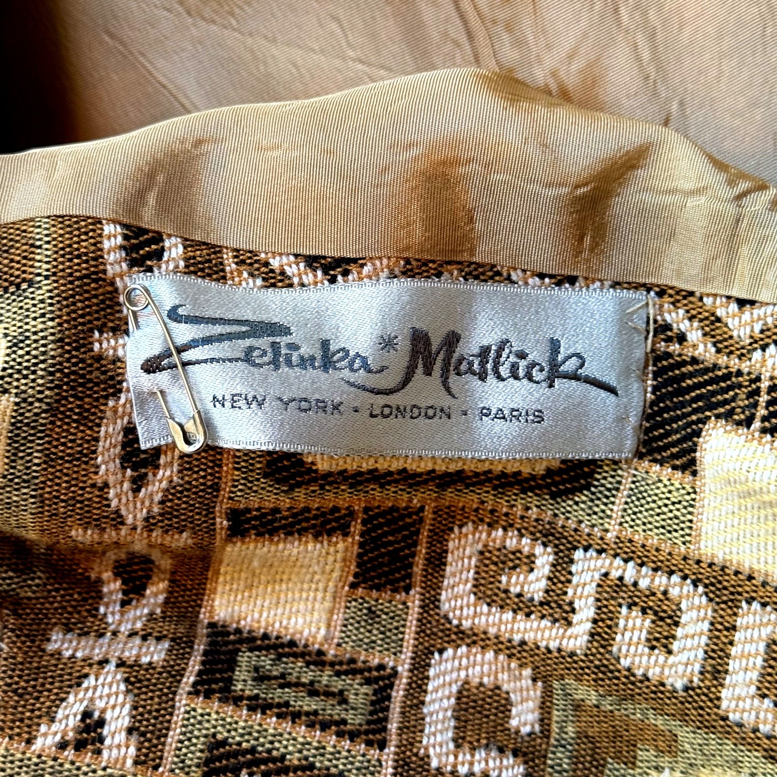 VTG 50s Tapestry Coat Womens sz M Brown Yellow Flah Co Zelinka Matlick Boho image 4