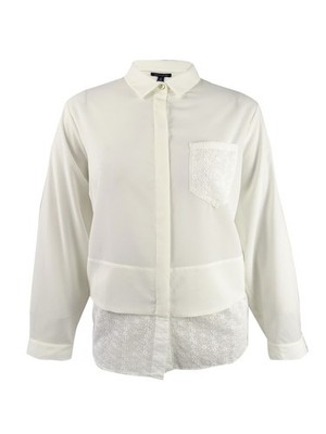 Tommy Hilfiger Women's Plus Size Layered-Look Shirt (2X, Ivory) 190607766246