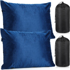2 Pack Camping Pillow for Sleeping Shredded Memory Foam Travel Pillow with Stora