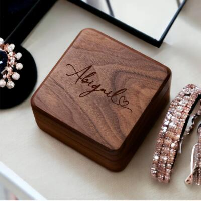 Personalised Any Name Jewellery Box Gift For Her Luxury Walnut