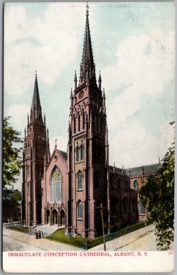 Immaculate Conception Cathedral Albany New York Postcard Y35