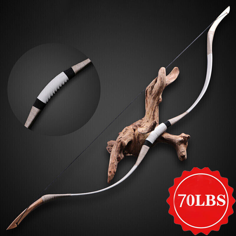 Arco de tiro con arco de caballo mongol tradicional de caza recurvo de 70 lb cuero de vaca para hombre