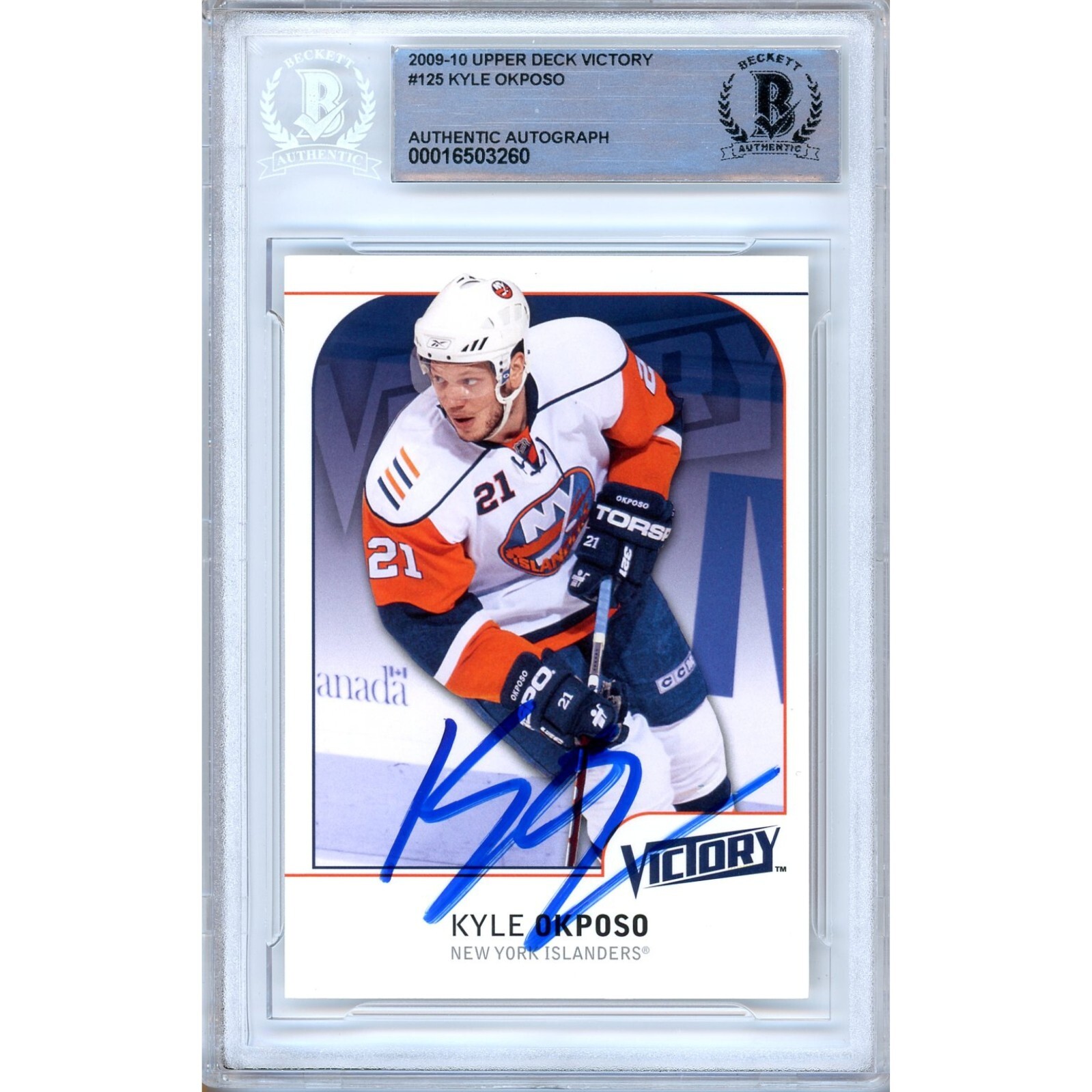 Kyle Okposo New York Islanders Auto 2009-10 UD Victory Hockey Signed BAS Auth NY
