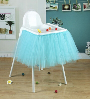 Aqua Blue TULLE Decorative Birthday High Chair Skirt NWOT