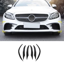 ~For Benz C-Class W205 19-21 ABS Black Front Bumper Canards Lip Splitter Fins 6x