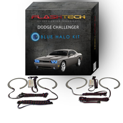 Blue Angel Eye LED Headlight Halo kit for 2008-2014 Dodge Challenger Headlights
