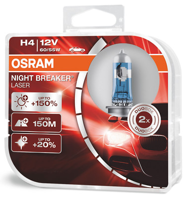 OSRAM Glühbirnen Night Breaker LASER H4 Lampe Sockel - 64193NL - 2 STÜCK