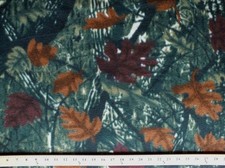 Camouflage Green with Leaves Branches Fleece Fabric Print by the Yard A505.06