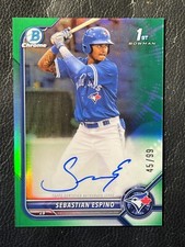 SEBASTIAN ESPINO 2022 Bowman Chrome Green Refractor Auto 45/99 1st