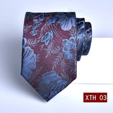 New Classic Floral Blue Red JACQUARD WOVEN 100 Silk Men's Necktie Tie
