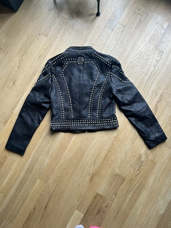 Chaqueta de cuero Philipp Plein Moto con tachuelas talla pequeña Foto 3 de 4