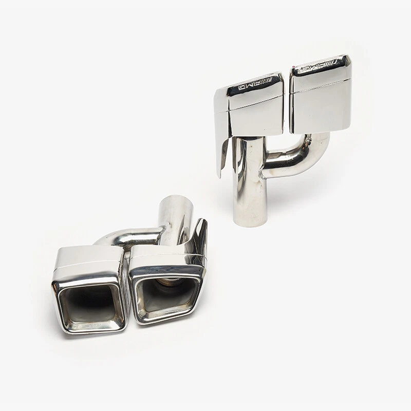 Silver/Black 304 SS Quad Y/H Exhaust Tip For Mercedes Benz AMG W221 W212 W218 - Image 3 of 4