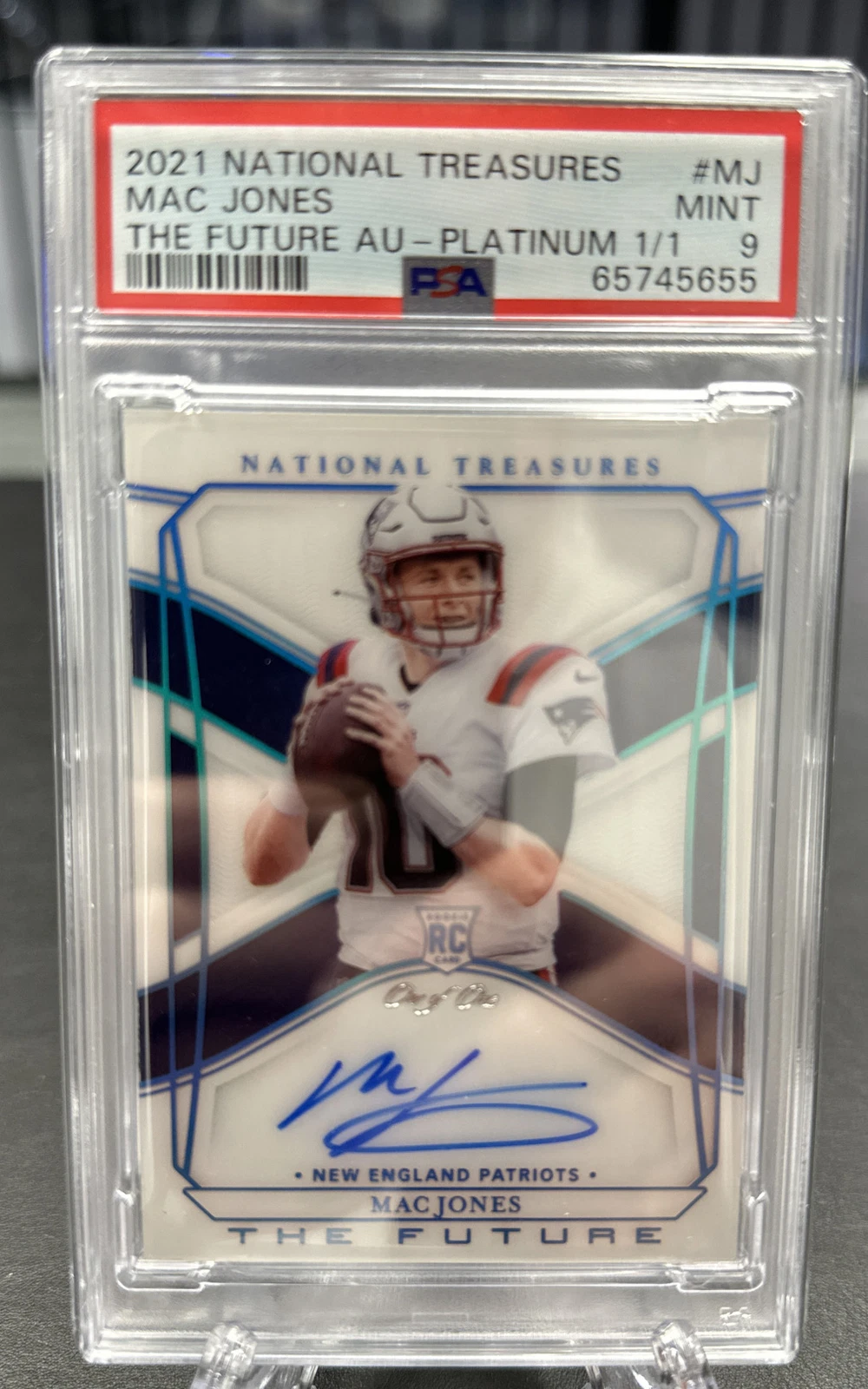 Mac Jones Panini National Treasures the Future Autographs #MJ Platinum 1/1