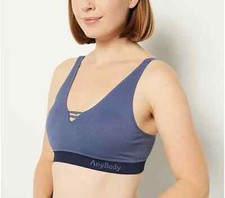 AnyBody Ribbed Seamless Wirefree Bra w/Strap Detail-Medium Indigo-Large-A458754