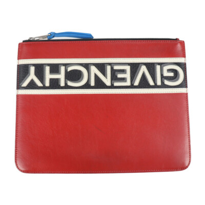 GIVENCHY Pouch Second Bag Leder rot schwarz weiß Clutch Tasche Logo