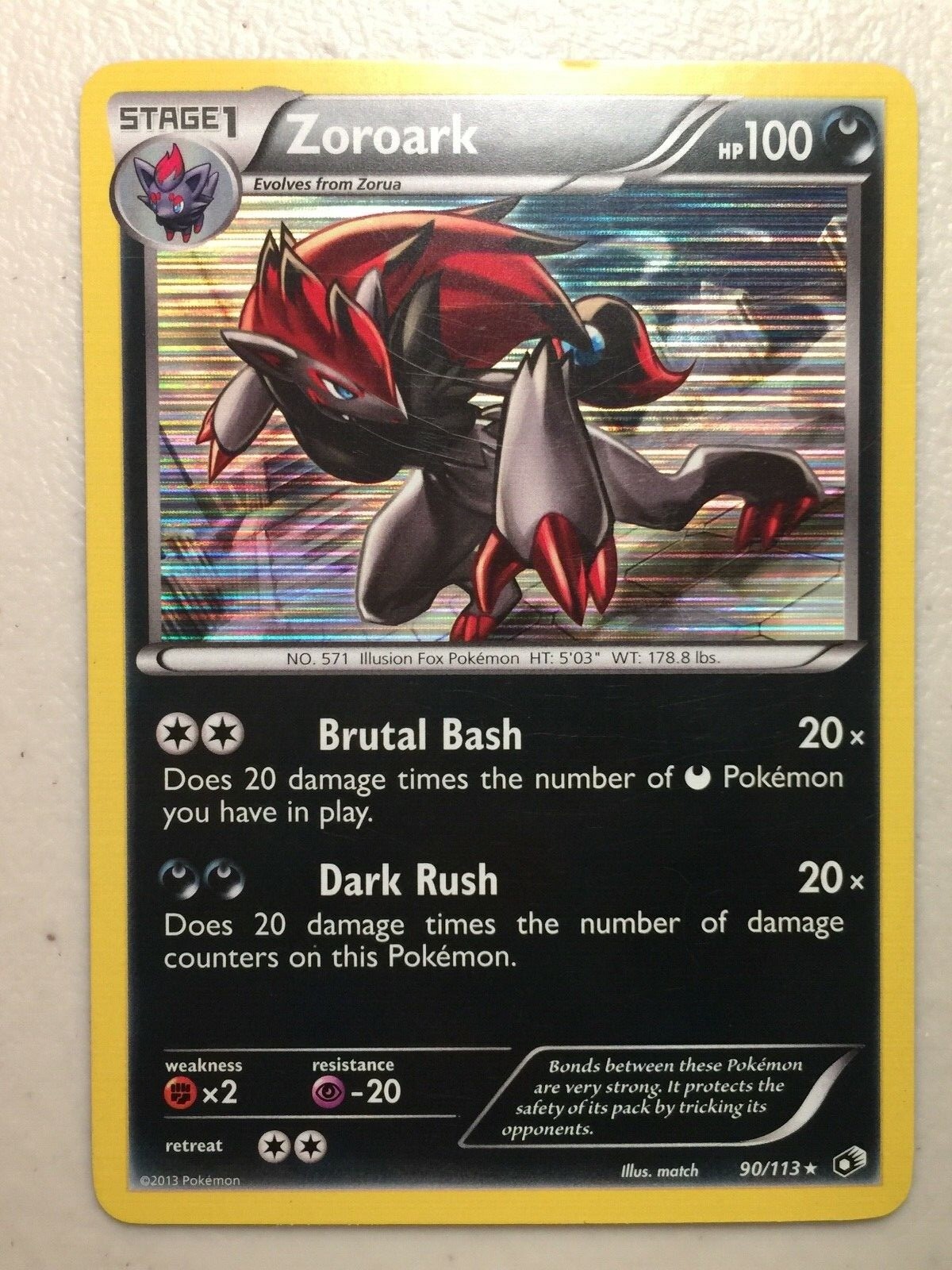 Pokemon Card Legendary Treasures Holo Zoroark 90/113. FREE SHIPPING!	
