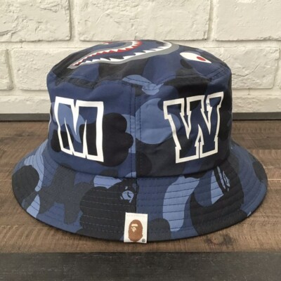 BAPE Shark hat Blue camo A Bathing Ape Size L | eBay