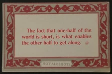 One Half of World is Short Enables Other Half to Get Along VTG Postcard Unposted