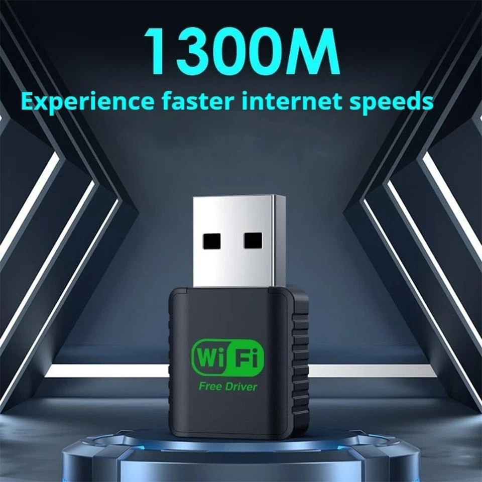 USB WiFi Bluetooth Adapter 1300Mbps Dual Band 5G/2.4GHz Wireless Network Rece - Image 2 of 4