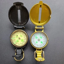 Pair (2) Vintage Engineer Directional Compass Compasses Gold Color & Black Japan