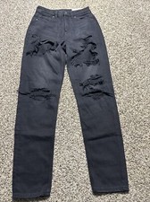 NWT AE AMERICAN EAGLE 00 MOM JEAN BLACK COMFORT STRETCH WAISTBAND WOMENS JEANS