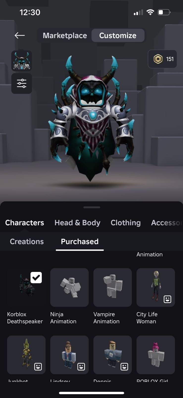 Korblox Roblox account (lots of clothes, Accessories, Game passes, Mid Stack)