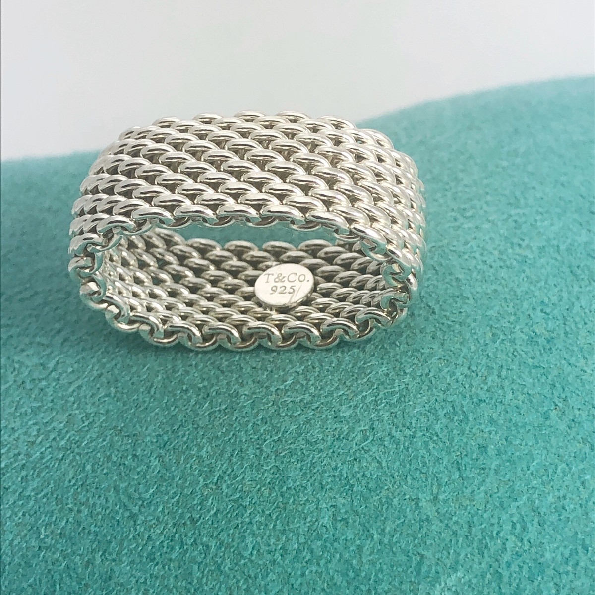 アクセサリー Diamond Somerset Mesh Ring, size 5 Tiffany & Co. 18K White Gold Estate Diamond Heart Somerset