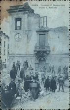 cs80 cartolina sora terremoto 1915 piazza s.restituta provincia di frosinone