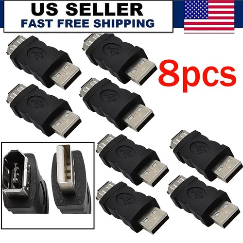 8Pcs Firewire IEEE 1394 6 Pin Female F to USB M Male Adaptor Converter US - Picture 3 of 9