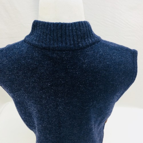 WOOLRICH Women's Sz M Sweater Vest Cardigan Blue Full Zip Stitched Trim Bears - Picture 7 of 10