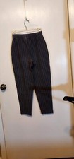 VTG Liz Wear Womans Gray  White Stripe Tappered legs with cuff's Pants Petite